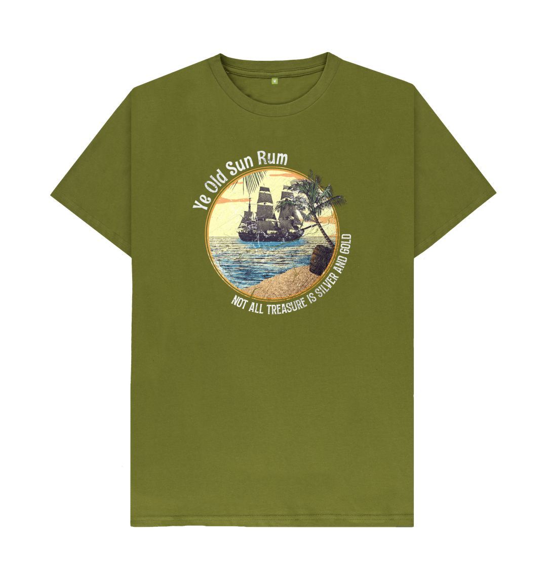 Moss Green Mens Tee - Old Sun Rum - Not all Treasure is Silver and Gold